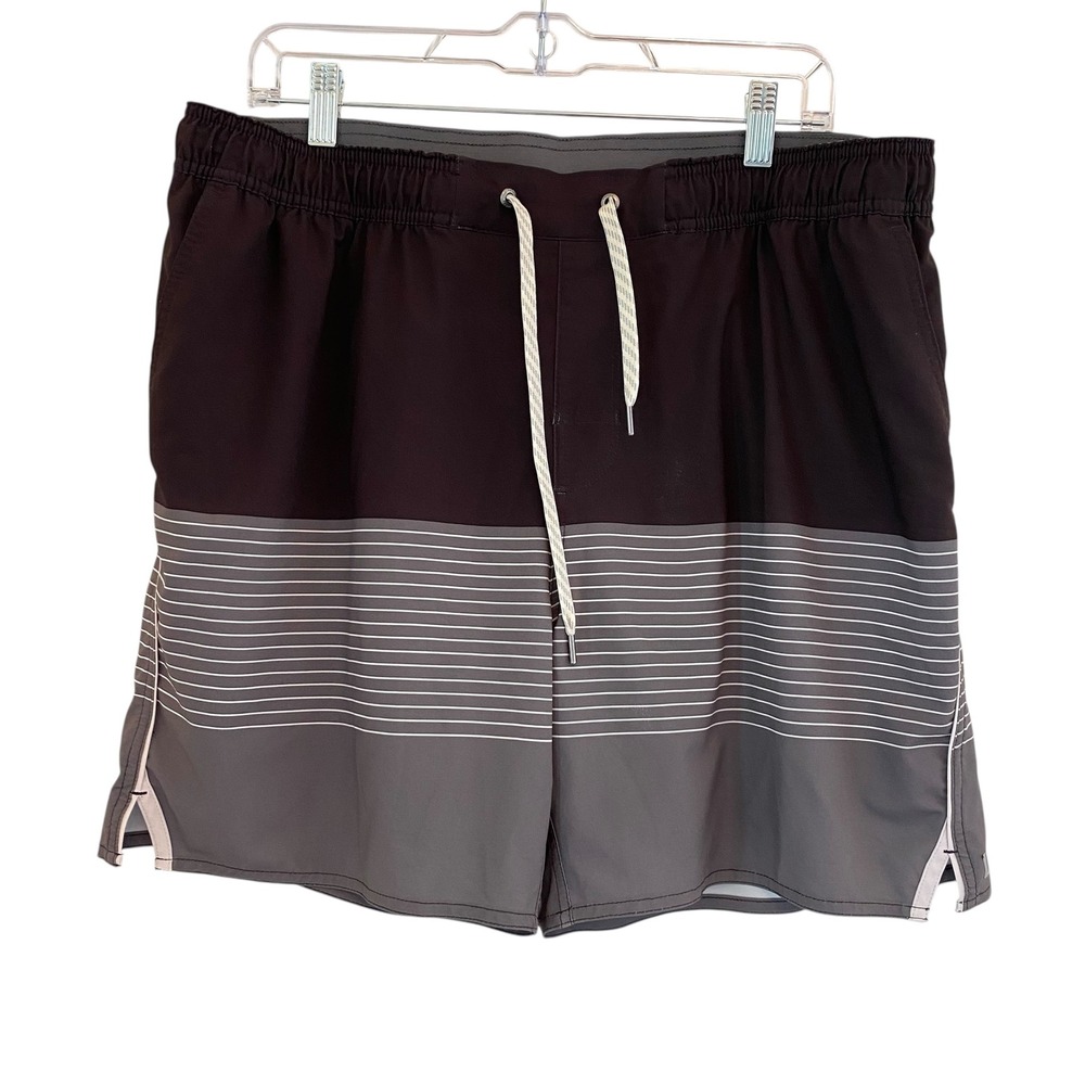 Vuori Trail Shorts Shale Gray Stripe Lined Men's XXL V341 Drawstring READ - Picture 3 of 12
